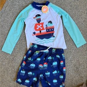 Children’s place Boys Pirate Rash Guard Swim Set size 4-5
